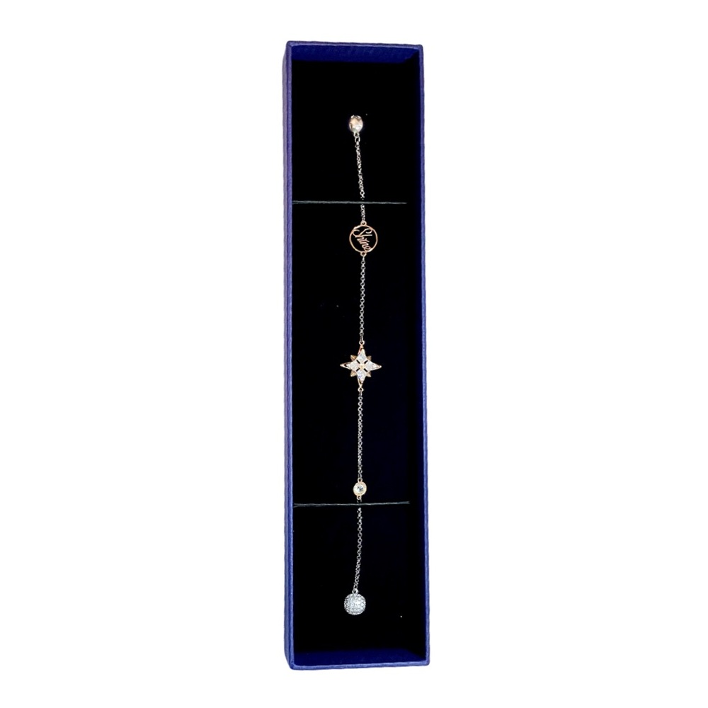 Swarovski Crystal Strand Symbol S CZWH/CRY/MIX 7 inches with magnetic clasp.